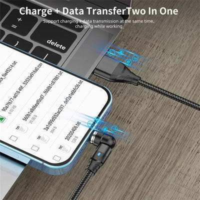 3-in-1 Magnetic Data Cable 540 Rotating Connector 5A Fast Charging - NordicTech