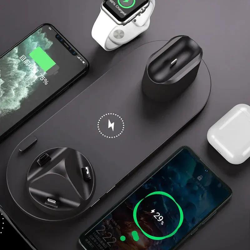 Wireless Charger For IPhone Fast Charger For Phone Fast Charging Pad For Phone Watch 6 In 1 Charging Dock Station - NordicTech
