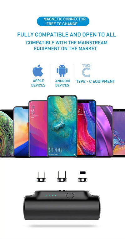 Compatible with Apple , Creative Magnetic Power Bank Mobile Power Mini Portable Emergency Three-in-one Plug Gift - NordicTech