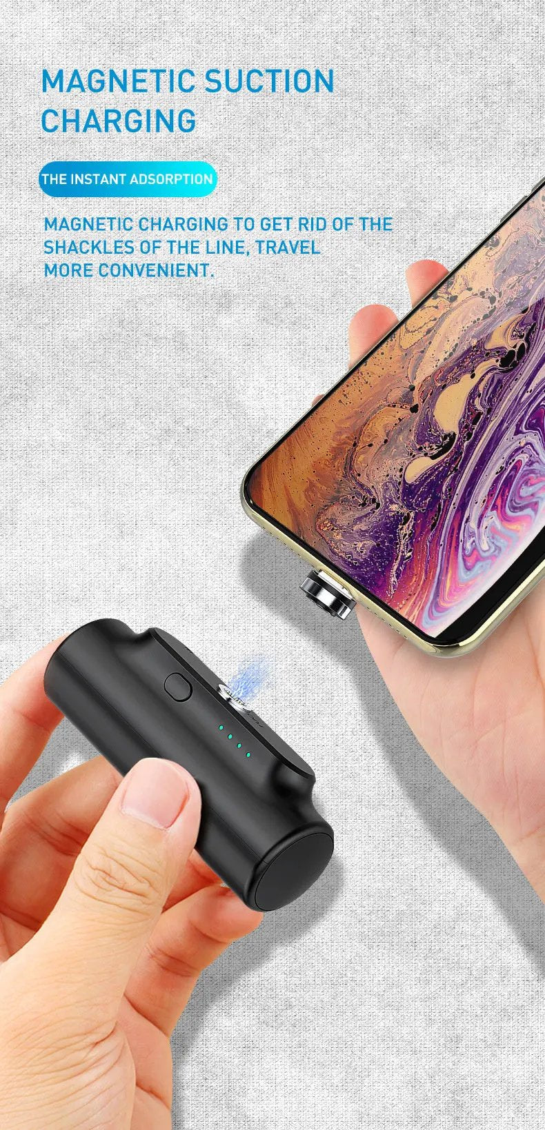Compatible with Apple , Creative Magnetic Power Bank Mobile Power Mini Portable Emergency Three-in-one Plug Gift - NordicTech