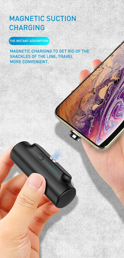 Compatible with Apple , Creative Magnetic Power Bank Mobile Power Mini Portable Emergency Three-in-one Plug Gift - NordicTech