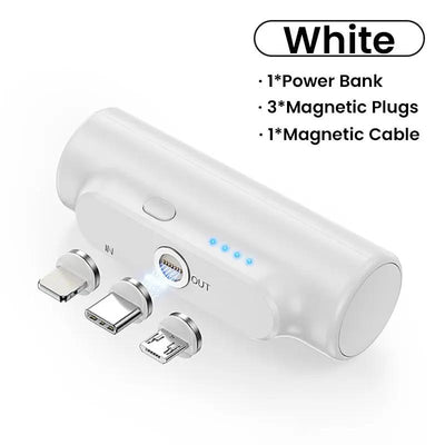 Compatible with Apple , Creative Magnetic Power Bank Mobile Power Mini Portable Emergency Three-in-one Plug Gift - NordicTech