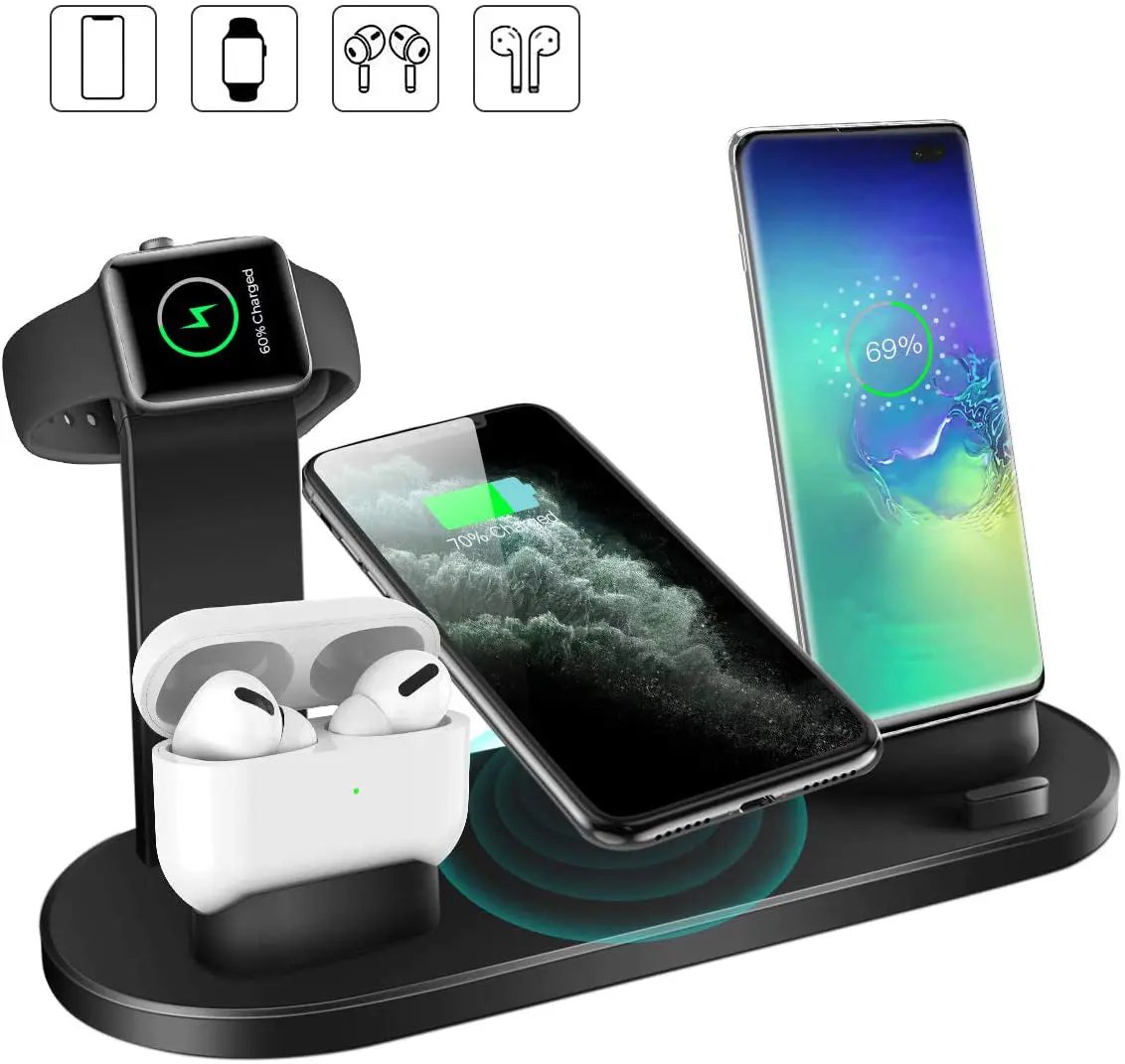 Wireless Charger 4 In 1 Charging Station For AppleIWatch Series 8 7 I-Phone 15 14 13 12 Pro Airpods Pro 3 2 Charging Stand Dock - NordicTech