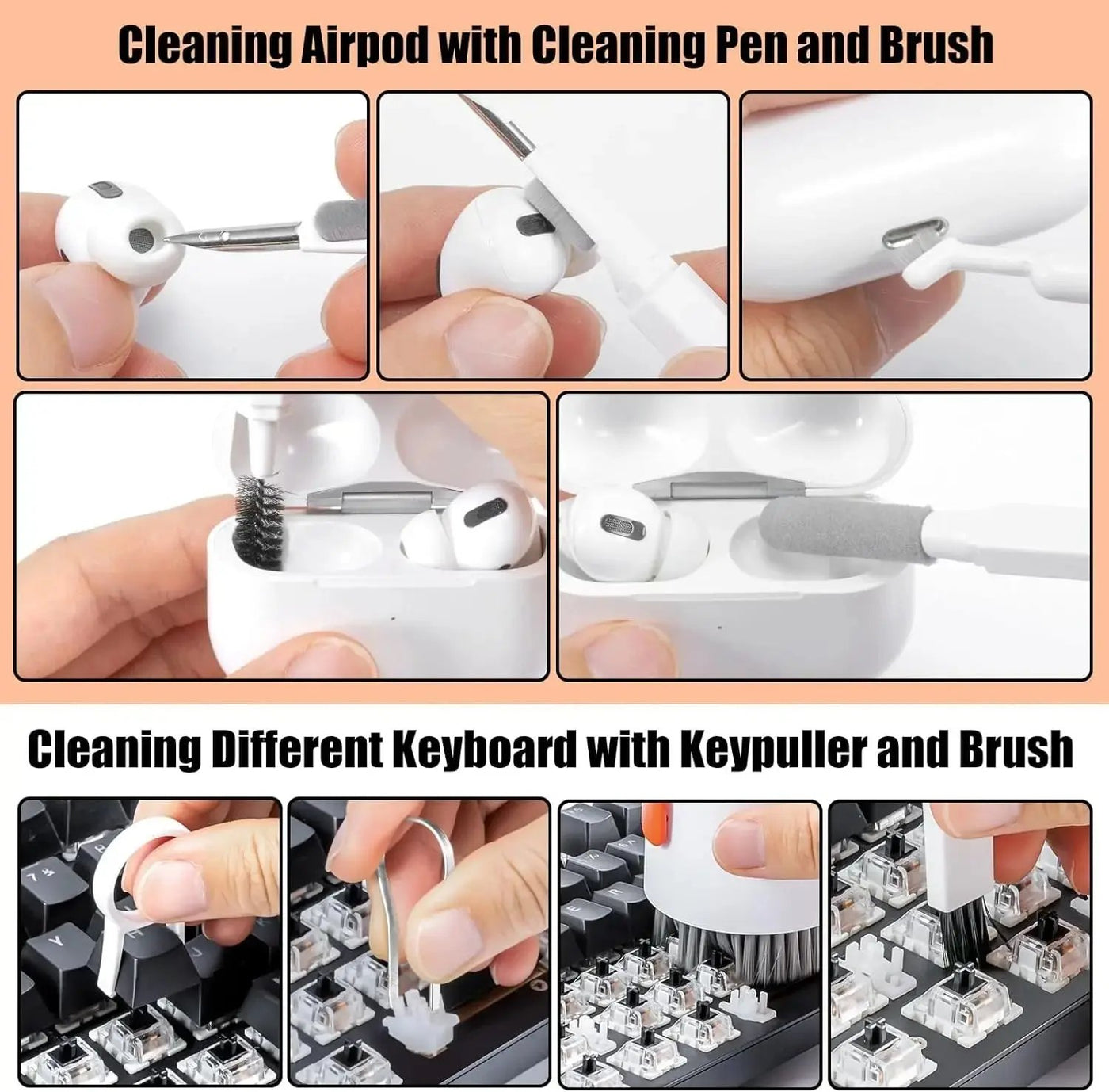 20 In 1 Laptop Phone Screen Cleaner Kit, Computer Keyboard Cleaning Brush For Phone AirPods MacBook IPad, Multifunctional Electronic Device Clean Tool For Camera Tablet Car Screens - NordicTech