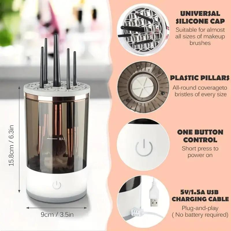 Makeup Brush Cleaner Automatic Rotating Makeup Brush Cleaner USB Portable Electric Cosmetic Makeup Brush Rotary Washing Machine NordicTech
