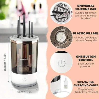 Makeup Brush Cleaner Automatic Rotating Makeup Brush Cleaner USB Portable Electric Cosmetic Makeup Brush Rotary Washing Machine NordicTech