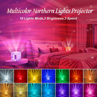 Northern Lights Water Ripple Projection Lamp Ambience Light Gift Bedroom Bedside Lamp Living Room Atmosphere - NordicTech