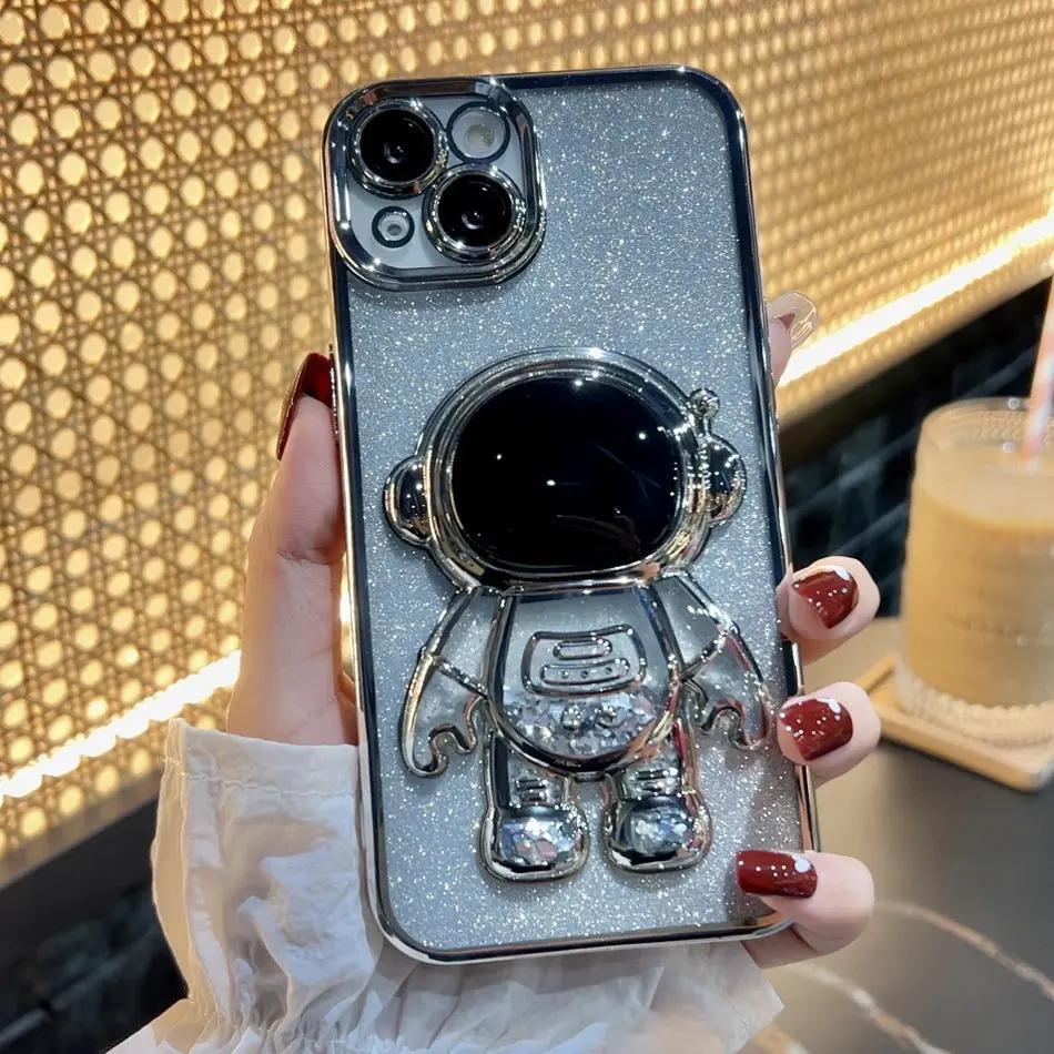 Astronaut Spaceman Quicksand Phone Case Electroplating - NordicTech