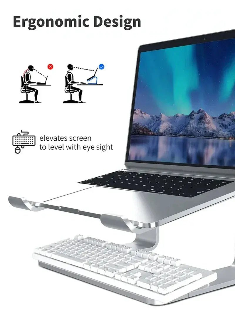 Ergonomiskt Laptopstativ Aluminium - Justerbar Datorhållare - NordicTech