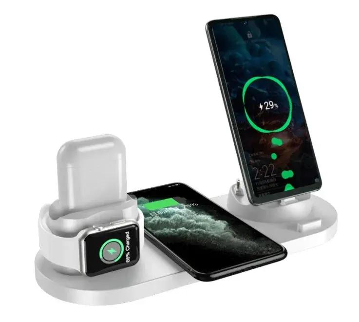 Wireless Charger For IPhone Fast Charger For Phone Fast Charging Pad For Phone Watch 6 In 1 Charging Dock Station - NordicTech