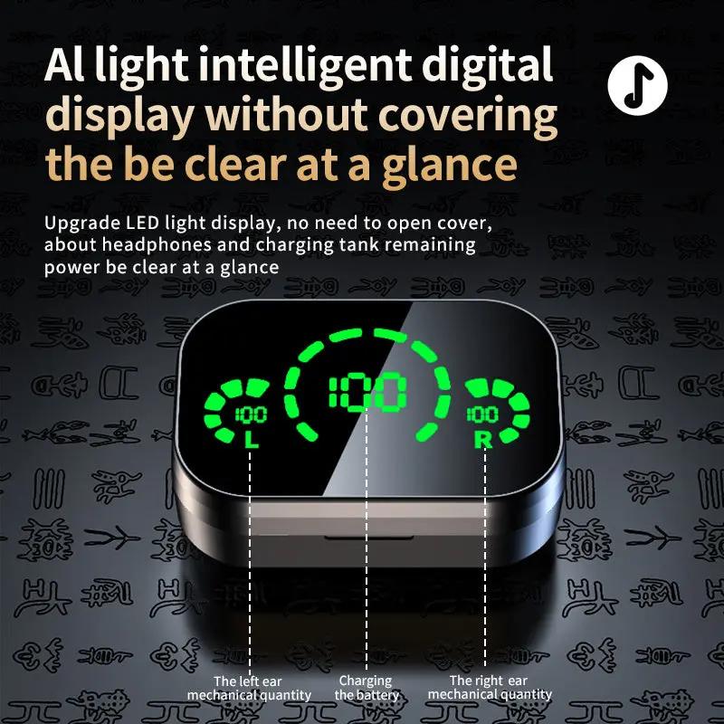 YD03 Trådlösa Bluetooth-hörlurar TWS med Stor Digital Display och Andningsljus NordicTech