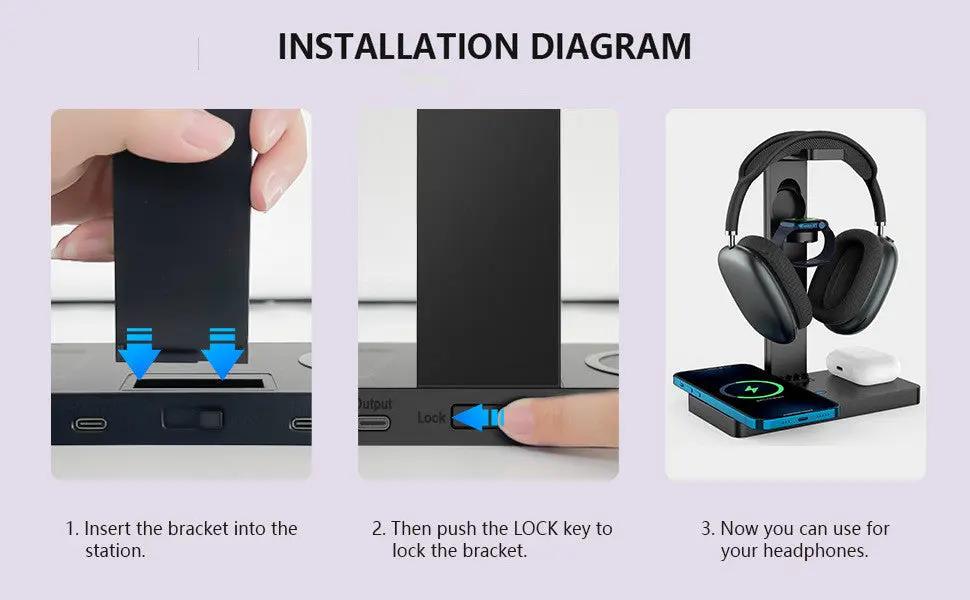 Watch Earphone Holder 3 In 1 Wireless Charging - NordicTech