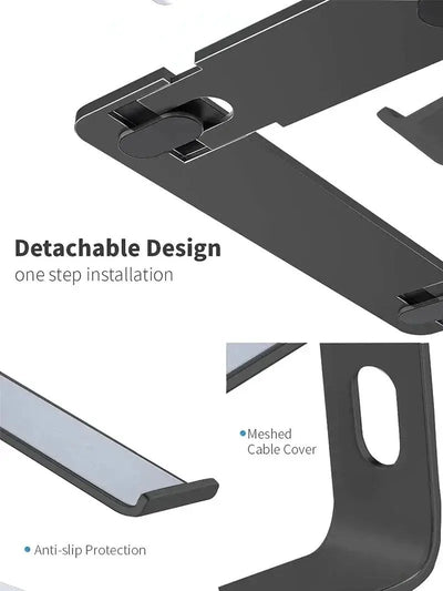 Ergonomiskt Laptopstativ Aluminium - Justerbar Datorhållare - NordicTech