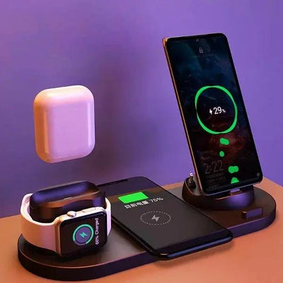 Wireless Charger For IPhone Fast Charger For Phone Fast Charging Pad For Phone Watch 6 In 1 Charging Dock Station - NordicTech